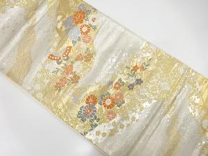 今田機業製　道長取に花蝶模様織り出し袋帯